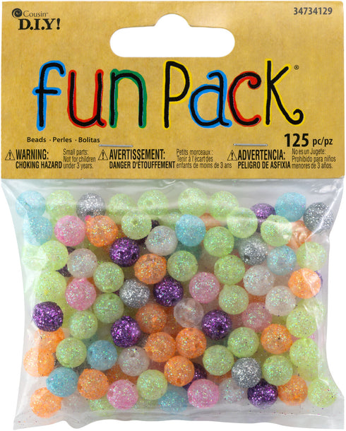 GLITTER ACRYLIC ROUND BEADS